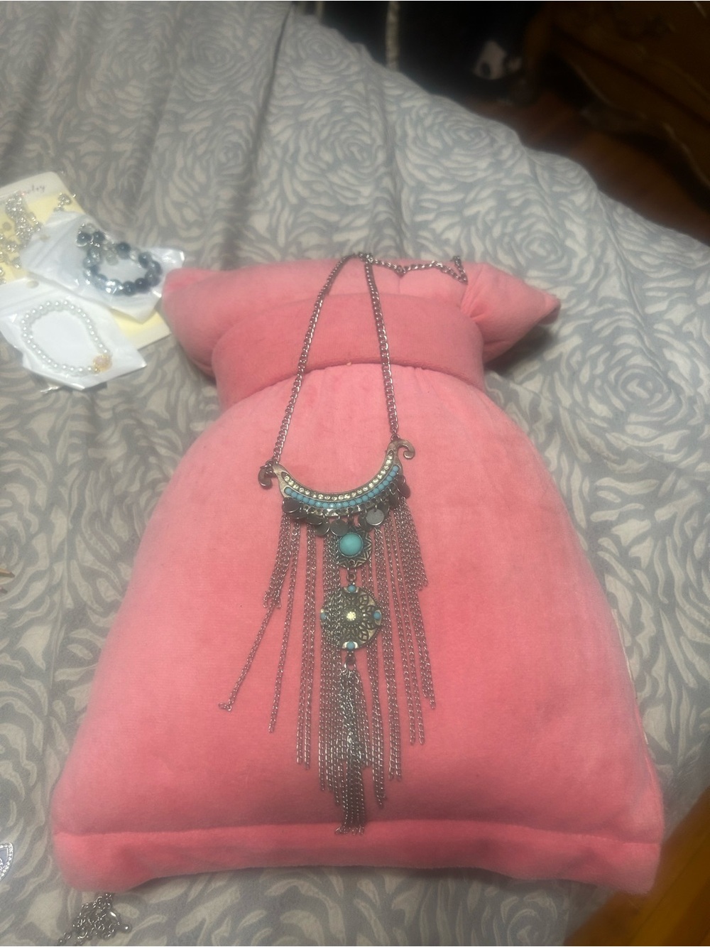 Bohemian Turquoise Fringe Statement Necklace - Women Jewelry